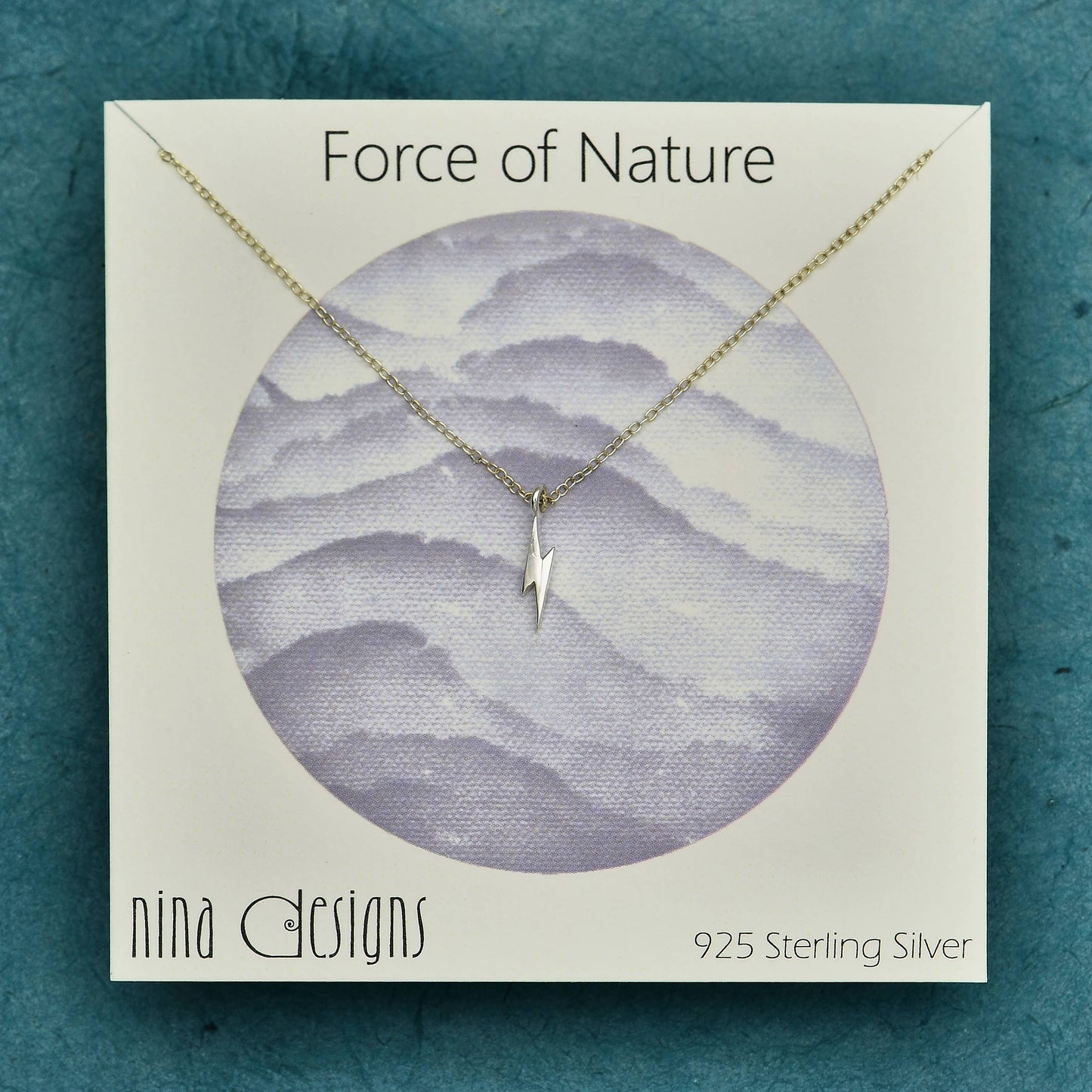 Nina Designs - Sterling Silver Lightning Bolt Necklace 18 Inch