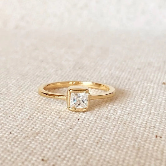 Dainty Gold square CZ Ring