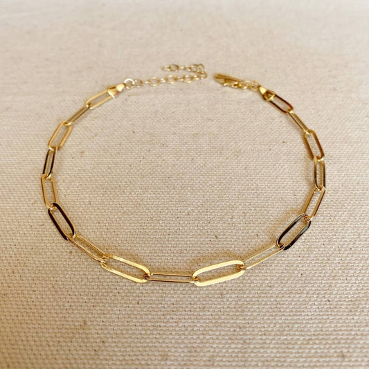 Gold Classic Paperclip Chain Anklet