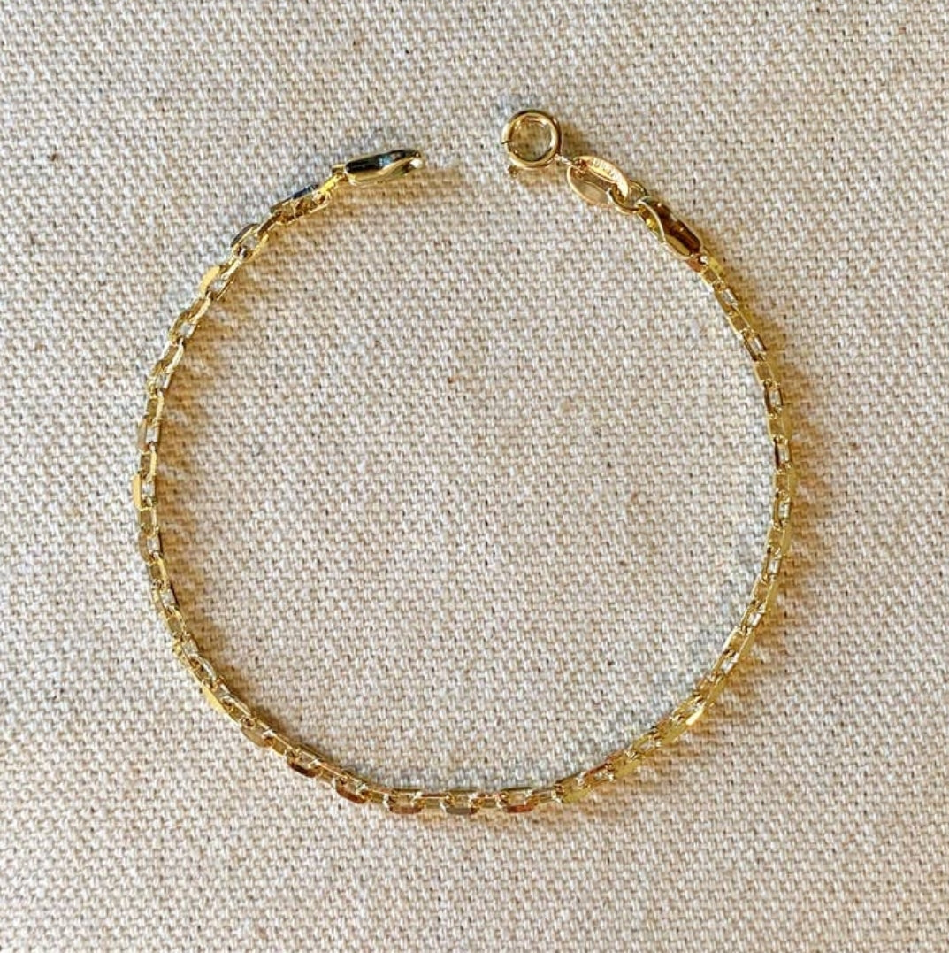 Gold Diamond Cut Anchor Link Bracelet
