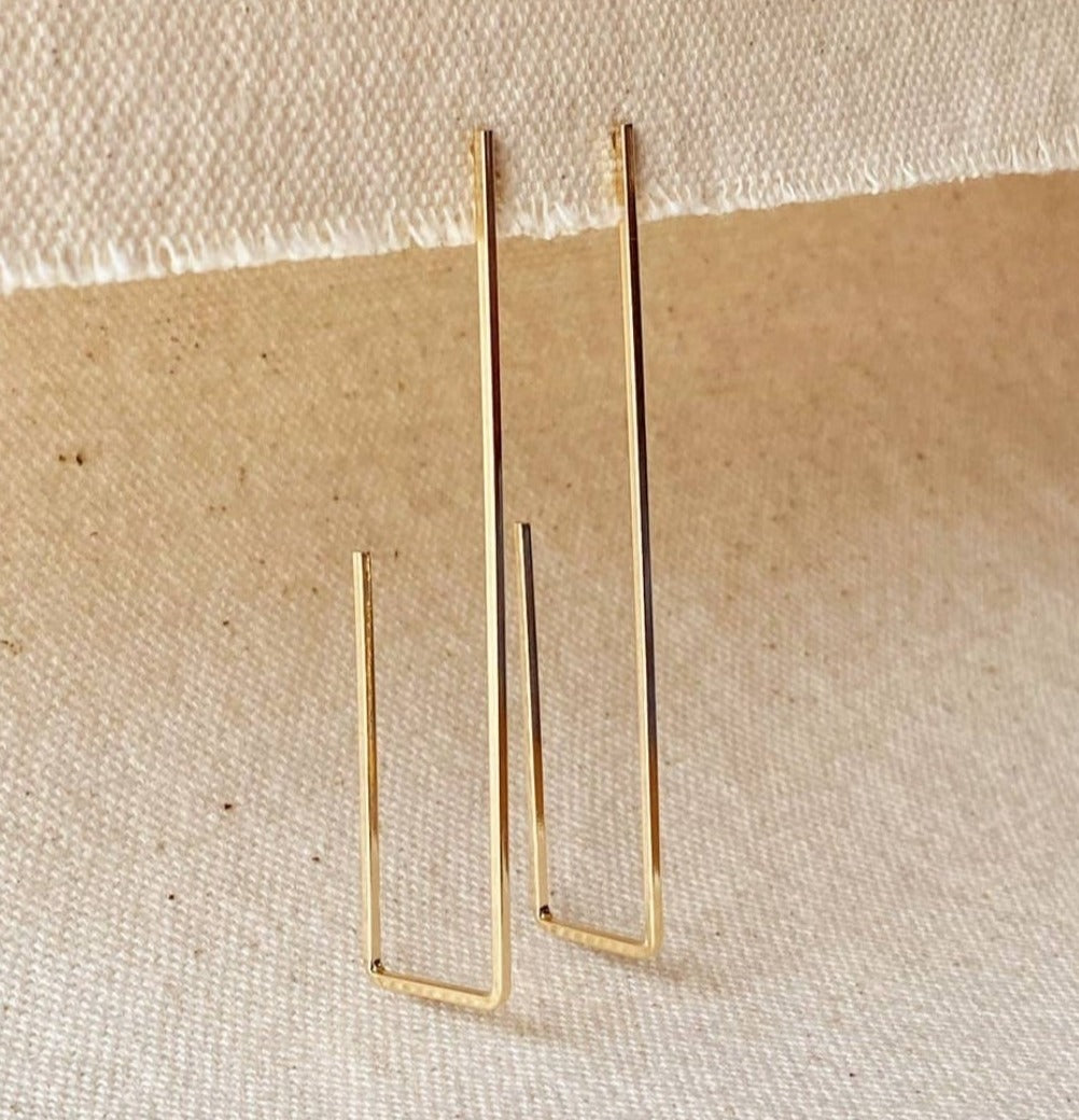 Gold Rectangle Shaped Earrings