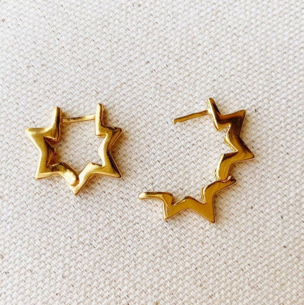 Gold Star Shape Earrings with CZ