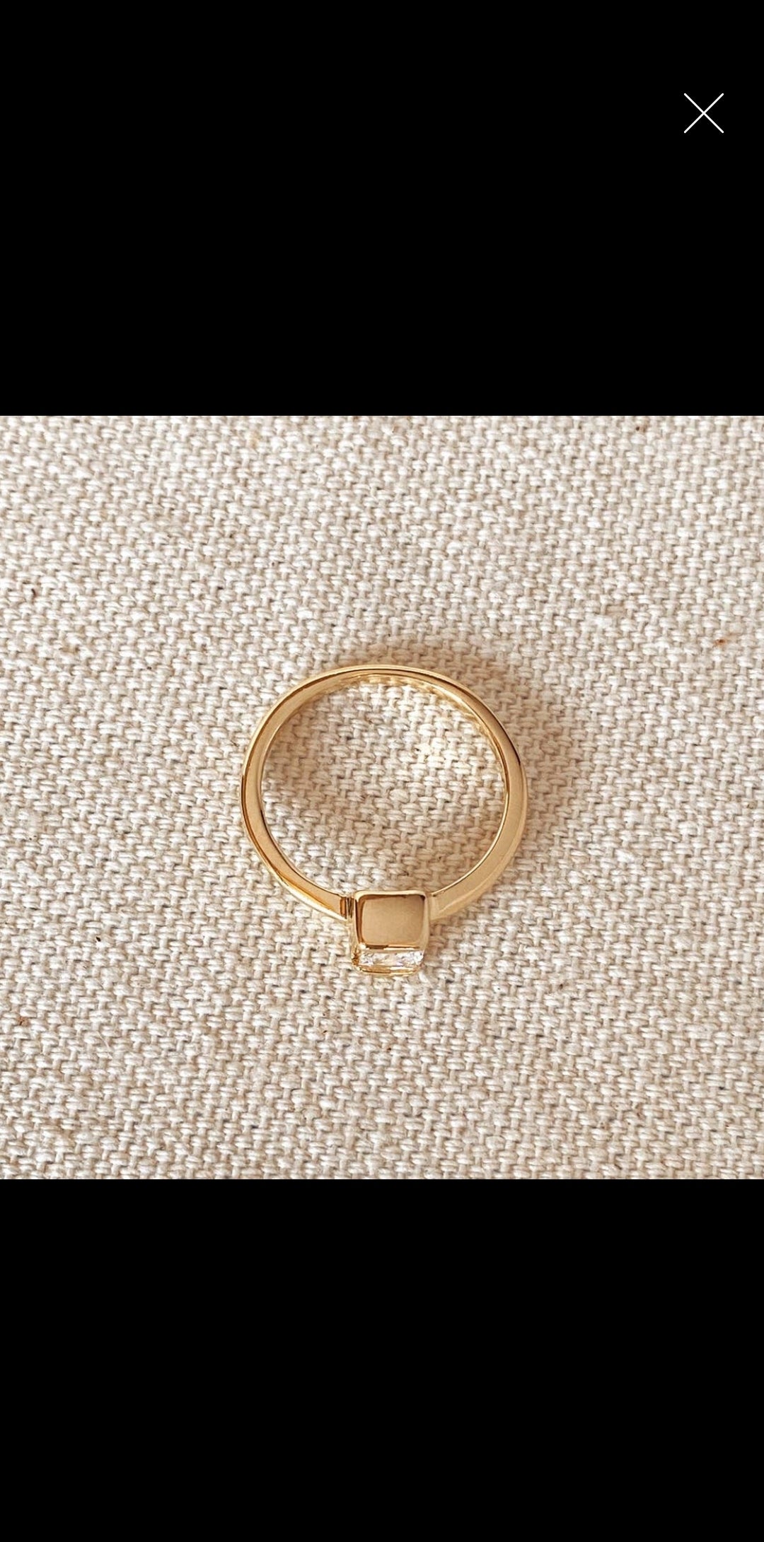 Dainty Gold square CZ Ring