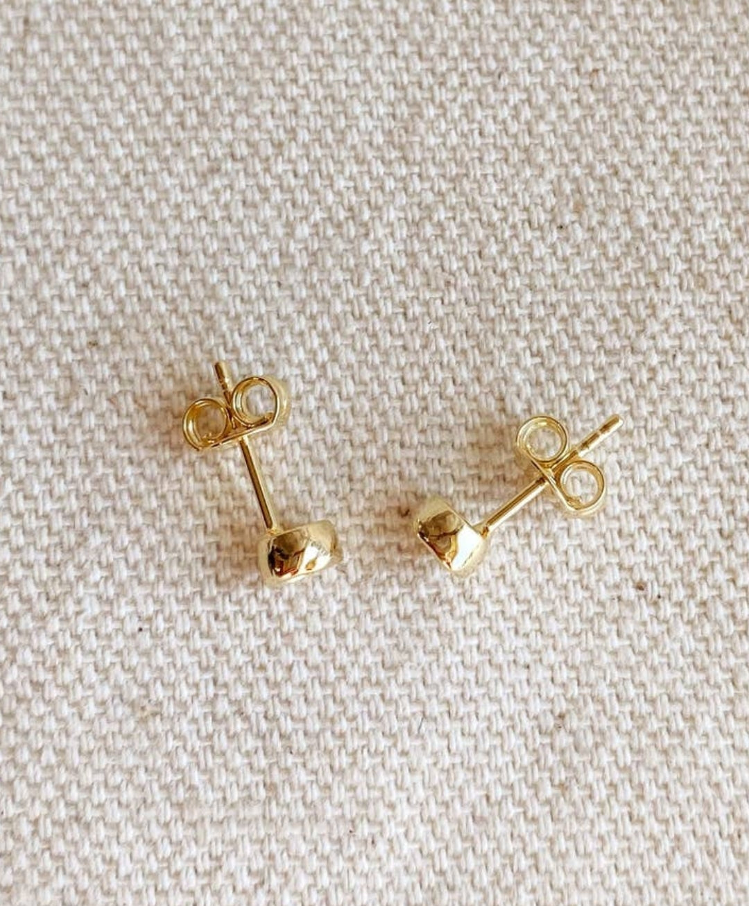 Gold Round cup Bezel Cubic Zirconia Stud Earrings
