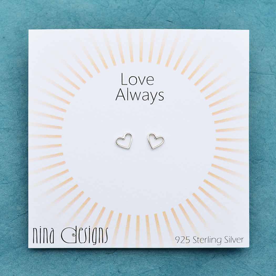 Nina Designs - Sterling Silver Carded Heart Post Earrings 5x6mm